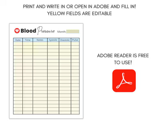 Printable Blood Pressure Tracker